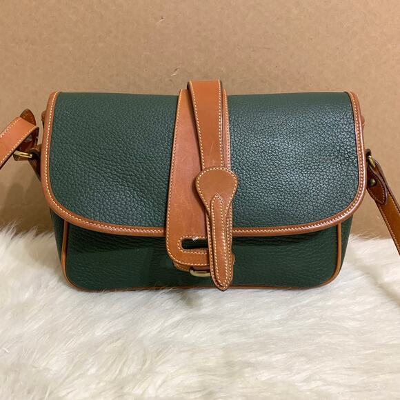 DOONEY & BOURKE Vintage All Weather Leather Green EQUESTRIAN Flap XBody R54 - Picture 9 of 16